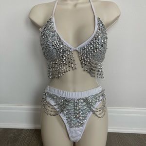 The Lumi Shop white beaded sequin set small